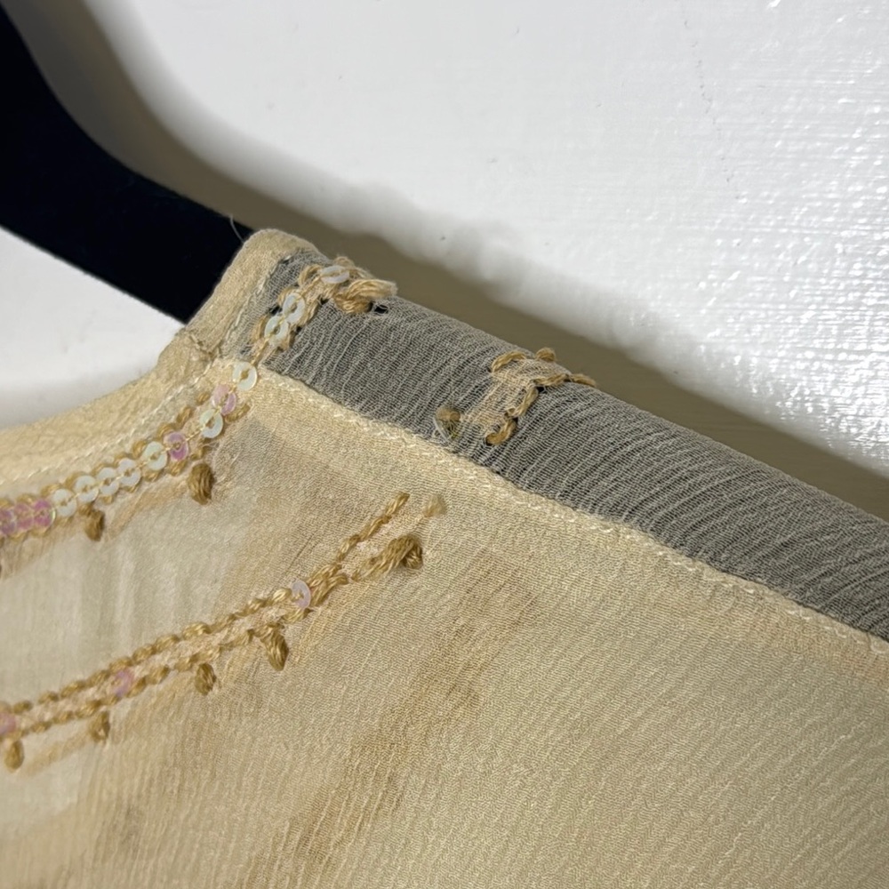 Glam Souls Vintage 100% Silk Cream Relaxed Embellished Tunic - Picture 11 of 12